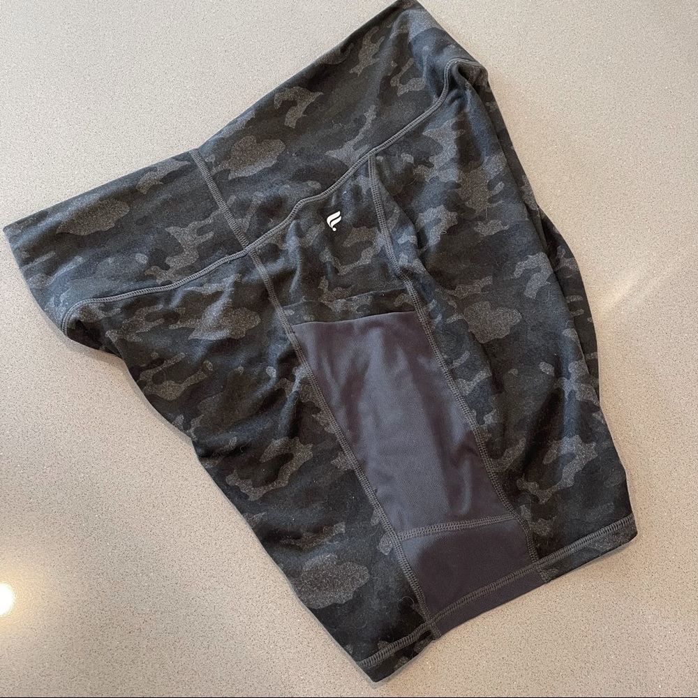 SOLD fabletics short biker shorts black camo large